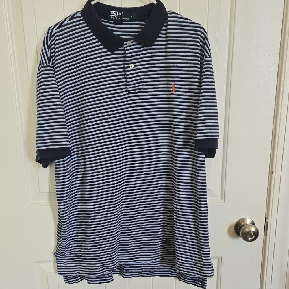 Ralph Lauren Navy and White Striped Polo